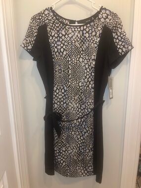 Apt. 9 Black, White and Lavender Snakeskin Print Dress